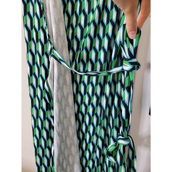 DVF × Target Women's Long Sleeve Midi Arrow Geo Green Wrap Dress Size M FAST SHI - Picture 6 of 8